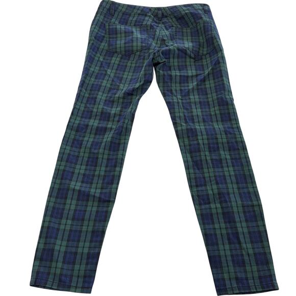 Vineyard Vines Pants Womens 2 Green Blue Plaid Slim Fit Stretch 2P0304 Preppy - Picture 2 of 8